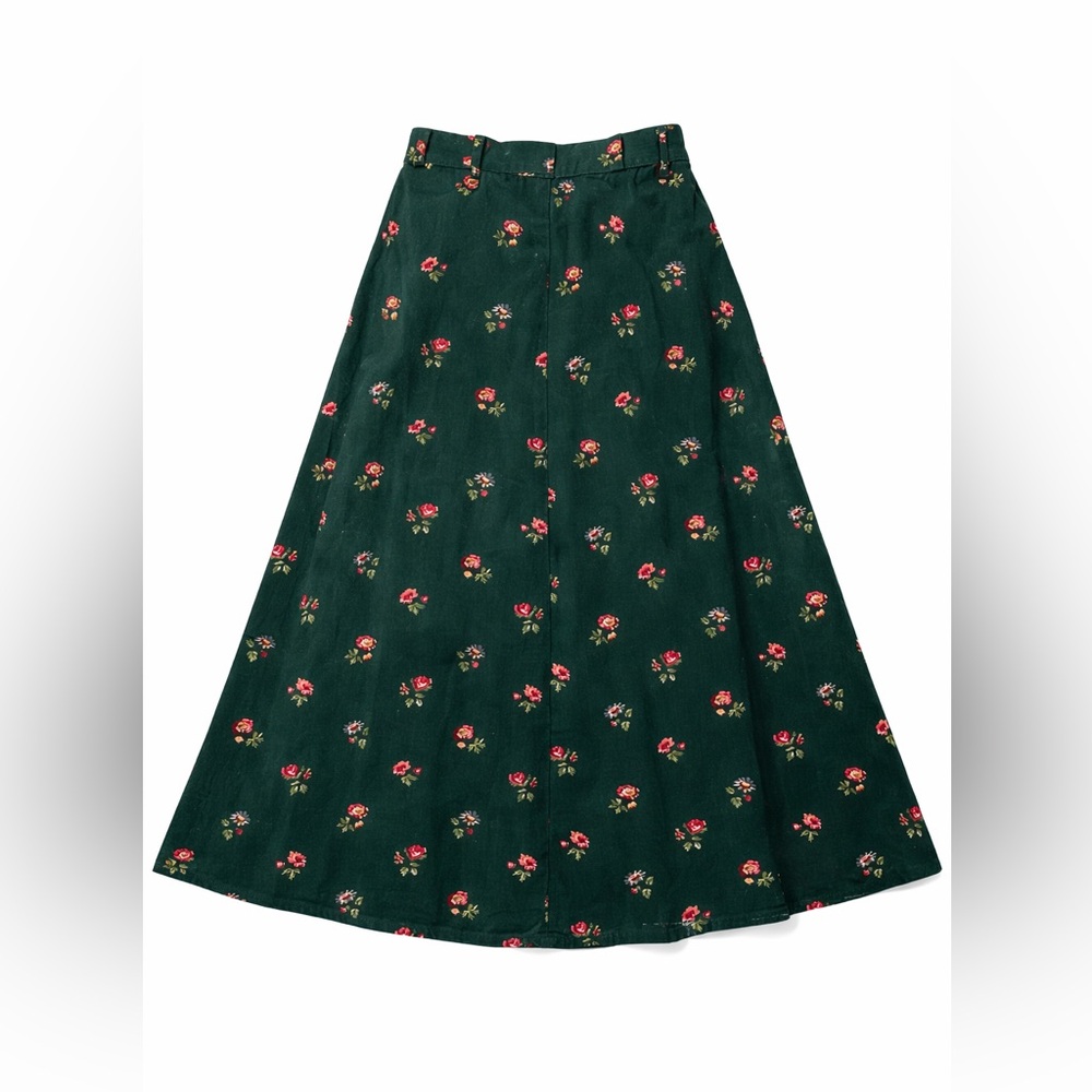 Floral Green A-Line Skirt - Picture 2 of 5